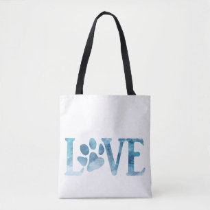 Tote Bag Love Paw Blue