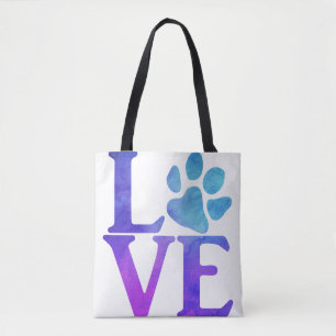 Tote Bag Love Paw Classic Bleu et violet