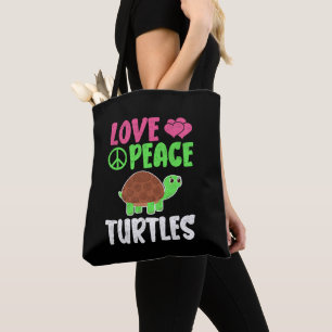 Tote Bag Love Peace Turtles Cute Zoo Animaux Tortues Lover