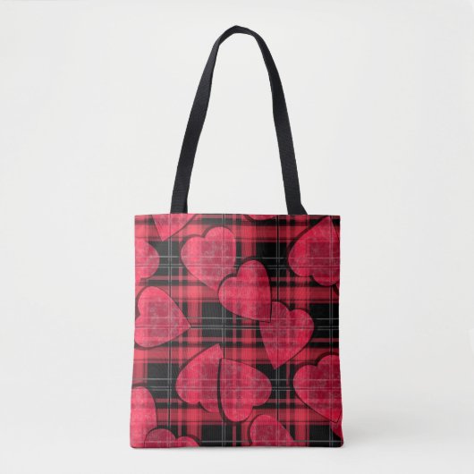 Tote Bag Love plaid (Devant)