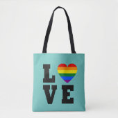 Tote Bag Love Rainbow Heart Bag, tendance bleu Décontracté  (Devant)