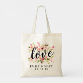 Tote Bag Love Rose Aquarelle Fleurs Mariage Monogramme (Dos)