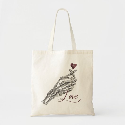 Tote Bag Love Script Gothique Squelette Coeur Monogramme (Devant)
