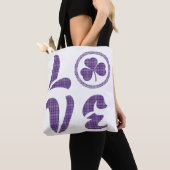 Tote Bag Love Shamrock Plaid Purple Gray Tartan Pattern (De près)