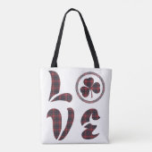 Tote Bag Love Shamrock Plaid Red Blue Tartan Pattern (Dos)