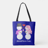 Tote Bag Love & Snowpeople: Dark Blue (Dos)