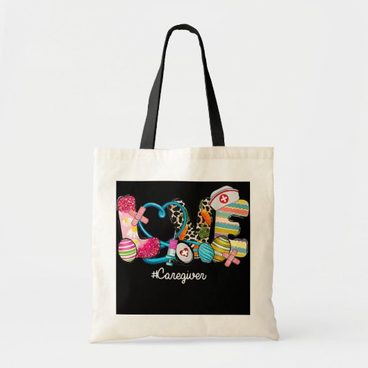 Tote Bag LOVE Stethoscope Scrub aidante vie infirmière (Devant)