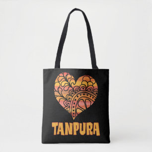 Tote Bag Love Tanpura Orange Mandala Heart Musique indienne