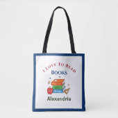 Tote Bag Love To Read Books Reader Lecture Personnaliser (Devant)