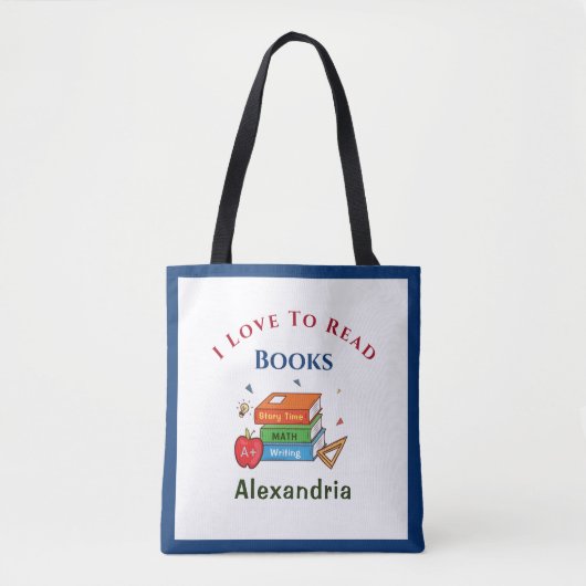 Tote Bag Love To Read Books Reader Lecture Personnaliser (Devant)