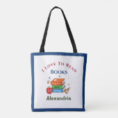Tote Bag Love To Read Books Reader Lecture Personnaliser (Dos)