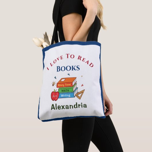 Tote Bag Love To Read Books Reader Lecture Personnaliser (De près)