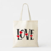 Tote Bag Love Word Art Hearts Red Black Valentine's (Dos)