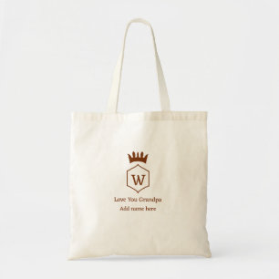 Tote Bag Love you grand-pa couronne ajouter nom détails bru