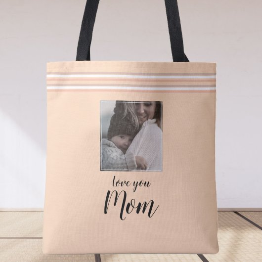Tote Bag "Love you Mom" cadeau photo personnalisé