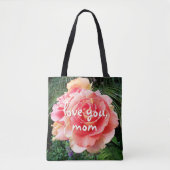 Tote Bag Love You Mom Script Rose Fleur Photo Moderne (Devant)