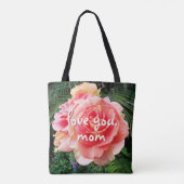 Tote Bag Love You Mom Script Rose Fleur Photo Moderne (Dos)