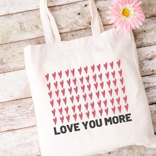 Tote Bag Love You More Motif Cœur Rouge Et Rose