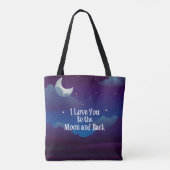 Tote Bag Love You to the Moon and Back, Blue Indigo (Dos)