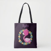 Tote Bag Lovely Flamant rose Floral (Devant)