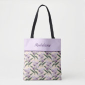 Tote Bag Lovely Purple Lilacs sur Vintage Ecru (Devant)