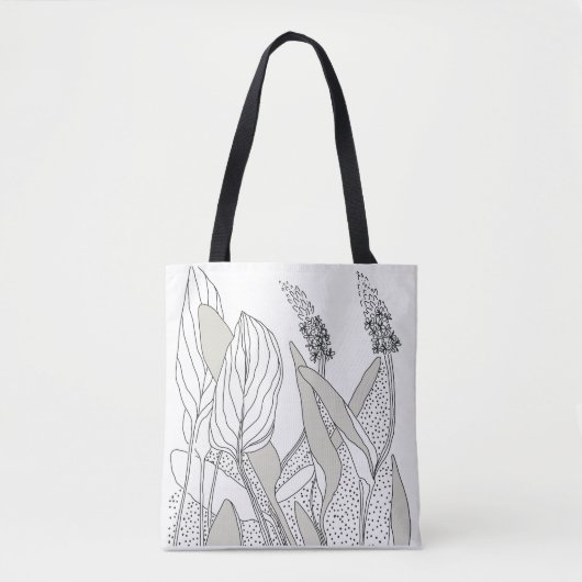 Tote Bag lovely tote with plant illustrations. (Devant)