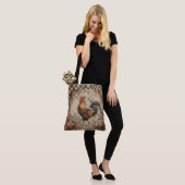 Tote Bag Lovely Vintage Rooster and Flowers Pattern (Sur le modèle)