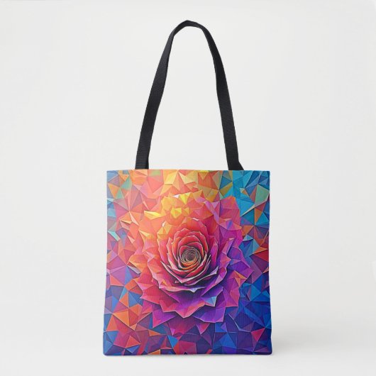 Tote Bag Low Poly Rose Bloom Abstract Art (Devant)