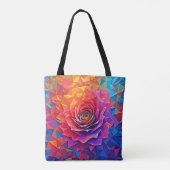 Tote Bag Low Poly Rose Bloom Abstract Art (Dos)