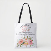 Tote Bag Luc 1:45 Béni est Elle Écriture Florale (Devant)
