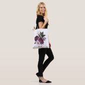 Tote Bag Lucique violet foncé et pivoines de prune mariée F (Sur le modèle)