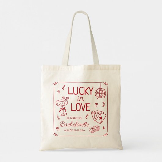 Tote Bag Lucky In Love Whimsical Main tiré Bachelorette (Dos)