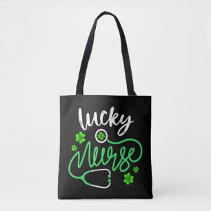 Tote Bag Lucky Nurse RN - Funny Saint Patricks Day Shamrock