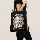 Tote Bag Lucky Pup with Clover - St. Patrick's Day Cadeau (De près)