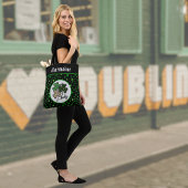 Tote Bag Lucky St Patrick Shamrock Green Black Cat Print  