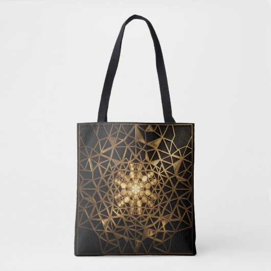 Tote Bag Lueur Sacrée de Géométrie Dorée (Devant)