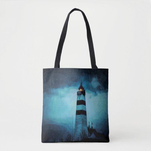 Tote Bag Lumière bleu foncé nuit pluie nautique (Devant)