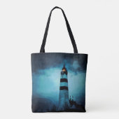 Tote Bag Lumière bleu foncé nuit pluie nautique (Dos)