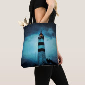 Tote Bag Lumière bleu foncé nuit pluie nautique (De près)