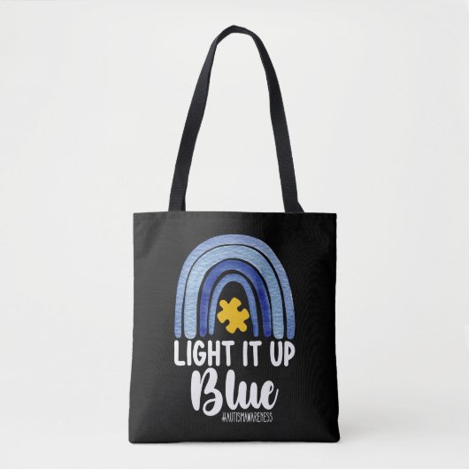 Tote Bag Lumière It Up Blue Rainbow Sensibilisation sur l'a (Devant)