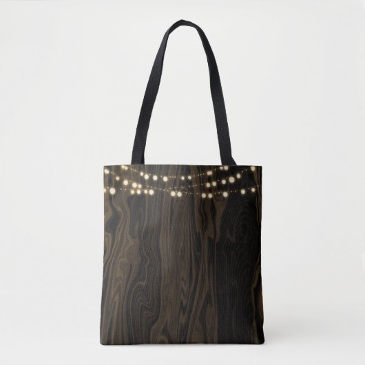Tote Bag Lumières à cordes de bois Brown rustique (Devant)