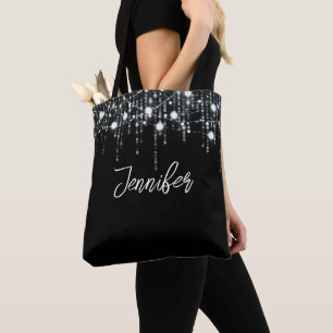 Tote Bag Lumières à pendage violet et blanc personnalisées