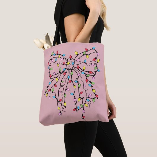 Tote Bag Lumières de Noël Coquette Bow (De près)