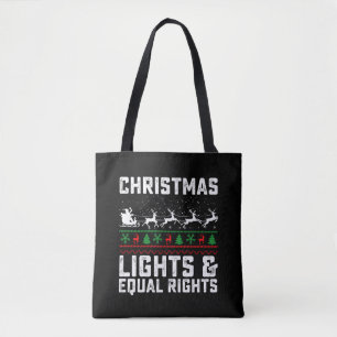 Tote Bag Lumières de Noël et féministe pour l'égalité des d