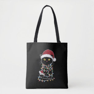 Tote Bag Lumières de Noël pour amateur de chats drôles