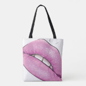 Tote Bag Luminaire rose de la lèvre avec dents (Dos)
