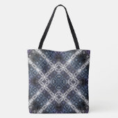 Tote Bag Lumineuse en treillis géométrique bleu et blanc (Dos)