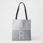 Tote Bag Lumineuses Gris & Gris Initiales Modernes Monogram (Devant)