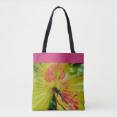 Tote Bag Lumineux Arc-en-ciel Dragonfly pavé rose avec nom (Devant)