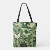 Tote Bag Luna Moth et fleurs - Vert et Crème (Dos)
